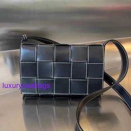 Womens Designer Cassette Cross-body Bag BotegaVeneta Luxury Small/Classic Intreccio Leather Cross Body Bag Single Interior Zip Pocket Magnetic Closure JNX4