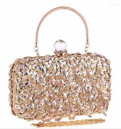 Evening Bags 2024 Handmade Beads Clutch Luxury Bling Tassel Banquet Wedding Purse For Ladies Sequins Shoulder MN1466