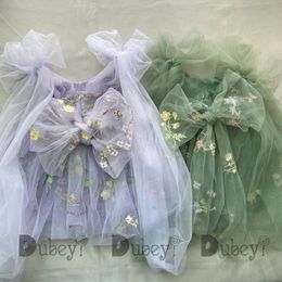 Baby Embroidery Dress Girl Summer Dress Floral Bows Ärmlös Ballarina Dance Performance Dress Girls Tutus kläder 240416