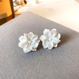 Stud Earrings 2024 Korean White Flower For Women Fashion Cute Teens Girl Party Jewelry Accessories