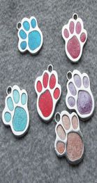 100pcslot Zinc Alloy Drip processed Paw Blank Pet Dog ID Tags with mirror surface whole8297641