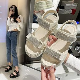 Casual Shoes Female Sandal Clogs With Heel Beach 2024 Summer Muffins Shoe Girls Thick Sports Beige Comfort Fashion Flat Low Back St