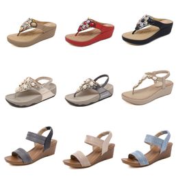 Gai Tasarımcı Bohemian Sandalet Kadın Terlik Kama Gladyatör Sandal Kadınlar Elastik Plaj Ayakkabıları String Boncuk Eur36-41