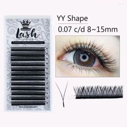 False Eyelashes 12 Rows 8-15mm Length Natural 0.07 Thickness C/D Curl Individual Lashes Premade Volume YY Shape Fluffy