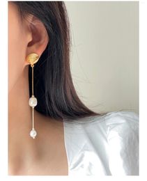 Stud Earrings Metal Shell Natural Pearl Tassel Female Dignified Ear Clips