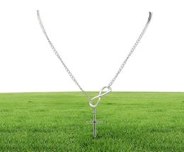 WholeN606 Personality Infinity Lariat Pendant Necklaces Silver Plated European Collares Necklace Forever Faith Necklace3963023