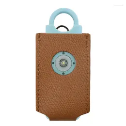 Storage Bags Personal Safety Alarm Protector PU Leather Brown Keychain Lightweight Hangable Portable Accessory For Running Walking Dogs