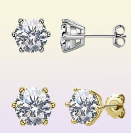 OEVAS Real 1 CaratColor Moissanite Stud Earrings For Women 100% 925 Sterling Silver Gold Colour Sparkling Wedding Fine Jewellery 2103124660766