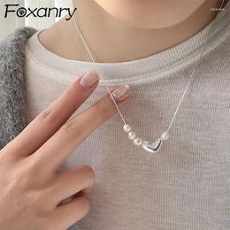 Chains Irregular Love Heart Pearl Necklace For Women Girls Sweet Fashion Simple Elegant Clavicle Chain Anniversary Jewellery Gift