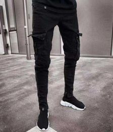 Men Skinny Jeans MultiPocket Slim Pencil Pants 2021 Black New Male Overalls Street HipHop Moto Bike Clothing Jeans X06211558428