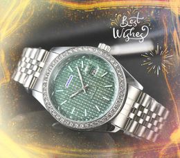 Auomatic Movement trend highend stainless steel watches Men Women Quartz Chronograph Clock Day Date Time Calendar Three Stiches Diamonds Ring Bracelet Wristwatch