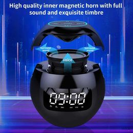 Portable Speakers Bluetooth-compatible 5.0 Speaker with LED Digital Alarm Clock Music Player Wireless Ball Shape Clock Speaker Mini BT Speaker