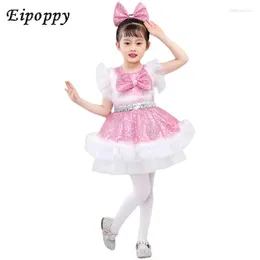 Stage Wear Children's Sequined Costume 61 Kindergarten Costumes Girl Pink Cute Tulle Tutu Skirt Princess Dress