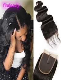 Indian Virgin Hair Lace Closure With Baby Hair 5X5 Closures Middle Three Part Body Wave Natural Color 1026inch5856949