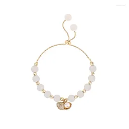 Charm Bracelets 2024 Trendy Gold Plating Opal Shell Bracelet Adjustable Pearl Pendant Women Summer Fashion Baroque Valentine's Day Gift