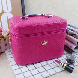 Cosmetic Bags Women Noble Crown Big Capacity Professional Makeup Case Organiser High Quality Bag Portable Brush Storage Box Suitcase