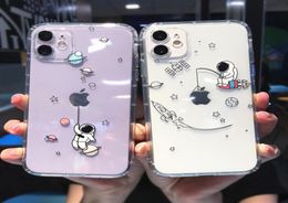 Cute Cartoon Astronaut Space Transparent iPhone Case For iPhone 13 12 11 Pro MAX XR X XsMax 7 8 Plus Clear Soft TPU Shockproof Bac6067726