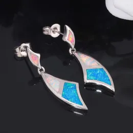 Stud Earrings CiNily Fashion Created Blue White Pink Fire Opal Drop Silver Plated For Women Wedding Party Jewellery 1 1/4