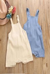 New Casual Baby Clothes Summer Newborn Infant Baby Girl Boy Sleeveless Gallus Romper Jumpsuit Set Overalls For Children3162817