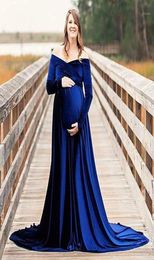 Maternity Dresses for Baby Showers Long Sleeve Pregnant Women Velvet Maxi Gown Dress V Neck Pregnancy Dress for Po Shoot16670552