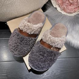 Slippers 2024 Thick Plush Winter Home Shoes For Women Closed Toe Keep Warm House Woman Plus Size Non-Slip Soft Cotton Slides