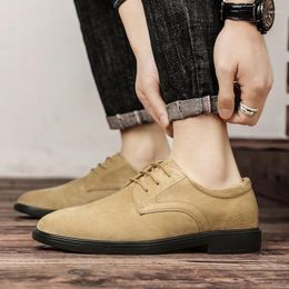 Dress Shoes 2024 Trendy And Fashionable Leather Lace Up British High End Thick Sole Elevated Casual Business