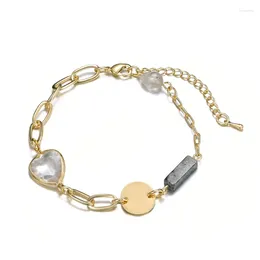 Charm Bracelets Luxury Crystal Gold Chain Round Clear Bead Women Accessories Designer Heart Bracelet Wholesale Jewellery Gift