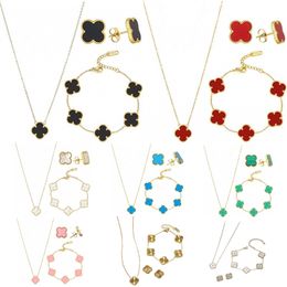 Van 4 Four Leaf Clover Luxury Designer Necklace Jewelry Setペンダントネックレスブレスレットスタッドイヤリング