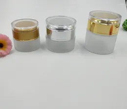 Storage Bottles 100pcs 20g 30g 50g Cream Frosted Glass Jar Empty Cosmetic Container With Plastic Screw Cap