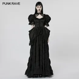 Party Dresses PUNK RAVE Women's Gothic Lace Stand Collar Gorgeous Dress Symmetrical 3D Gussets Sexy Luxurious Bubble Sleeves Long