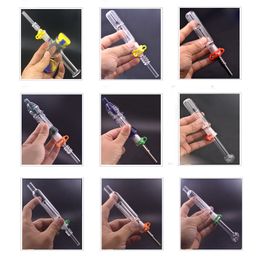 2sets Wax Dabber Tool Dab Rig Bubbler Pipe 14mm Joint Honeycomb Perc Dab Straw Oil Rig Spill-proof Glass Oil Burner Pipes 20styles for Option
