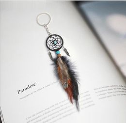 Mini Dreamcatcher Keychain Car Hanging Handmade Vintage Enchanted Forest Dream Catcher Net With Feather Decoration Ornament8686737