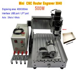 Mini CNC Router 3040 Engraving Drilling Machine 3Axis 4 Axis 500W Spindle for Woodworking Metal Aluminium Cutting Engraver Mach3