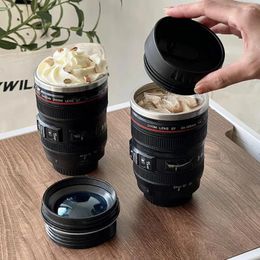 Water Bottles Coffee Cups Vacuum Cup SLR Lens Camera Model Plastic Casual With Lid EF24-105mm Mug Creative Gif