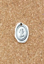 100pcslots Single side Letter quot Bquot Disc Initial alloy Charms Pendants DIY Accessories 18x185MM Antique Silver A4605694052