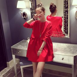 Dresses Wholesale 2023 Spring Maternity Shirts Long Sleeve ONeck Pregnant Woman Blouses Red Pregnancy Clothes Female Shirt Wholesale