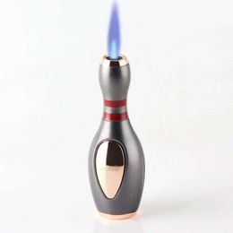 JOBON Novelty Bowling Ball Appearance Without Gas Lighter Windproof Straight Rush Blue Flame Cigar Turbo Torch Small Portable Ornament