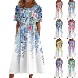 Casual Dresses Summer Dress For Women Printed Short-Sleeve Beach Swing Vestidos Para Mujer Elegantes Y Bonitos In