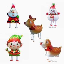 New Christmas Walking Snowman Santa Balloon Party Supply Helium Aluminium Film Cartoon Balloons Multicolor Lovely Forest Animal Birthday Wedding 0814 0418