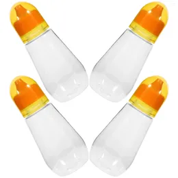 Dinnerware Sets 4 Pcs Ketchup Honey Bottle Sauce Squeeze Containers Plastic Clear Bottles Lids Dispenser Jam Storage Jar