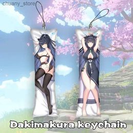 Keychains Lanyards 22style Blue Archive Dakimakura Keychain Double Sided Anime Body Key Chain Mini Phone Ornament Cosplay Anime Keychain Y240417