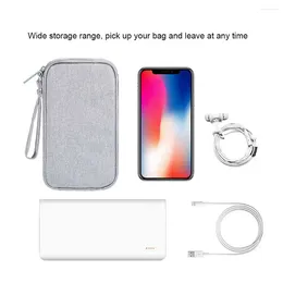 Storage Bags External Hard Drive Case Soft Travel Carrying Bag Charging Cable Electronics Device Organiser Wire Grey