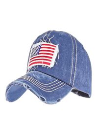 USA Flag Cowboy Denim Washing Holes 4 Colors Hat Baseball Caps Adjustable for Man Women Outdoor Sports Horseback Denim Hat5096903