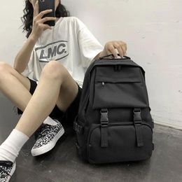 School Bags Black Schoolbag Large-capacity Tooling Female High Harajuku College Students Backpack Men's Back Pack