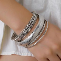 Bangle Ethnic Style Bracelet Personalised Water Ripple Glossy Stacked Set Of Ten Pieces