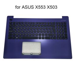 Keyboards Spain Laptop Palmrest Keyboard For Asus X553 X553M K553MA X553MA F553MA X503 ES Spanish Keyboards Purple C Shell 13NB04X3AP0421