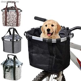 Dog Carrier Mountain Bike Front Basket Bicycle Pet Carryin Ba Foldable and Detachable Bicycle Basket Portable Bicycle Basket 5K Load L49