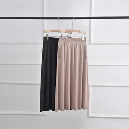 Skirts Naizaiga Wool Silk Blending A-shaped Skirt With Long Umbrella Wowe Summer Womenskirt And High Waist Knee QWX58