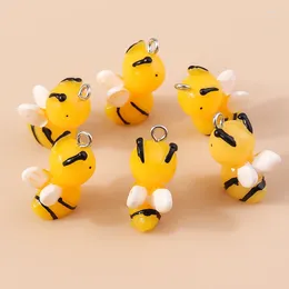 Charms 10pcs Lovely Resin Bee Cute Animal Pendants For Bracelet Earring Necklace DIY Jewelry Making Handmade Supplies In Bulk