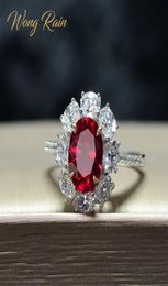Wong Rain Vintage 100 925 Sterling Silver Created Moissanite Ruby Gemstone Wedding Engagement Ring Fine Jewellery Gift Whole Y17713209